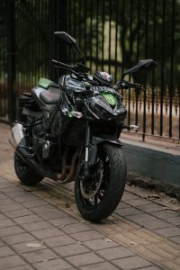 Motorcycle Parked on Sidewalk